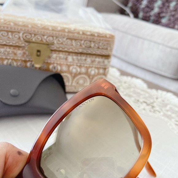 🆕Lanvin Square Crystal Sunglasses Tortoise Brown - Picture 10 of 10